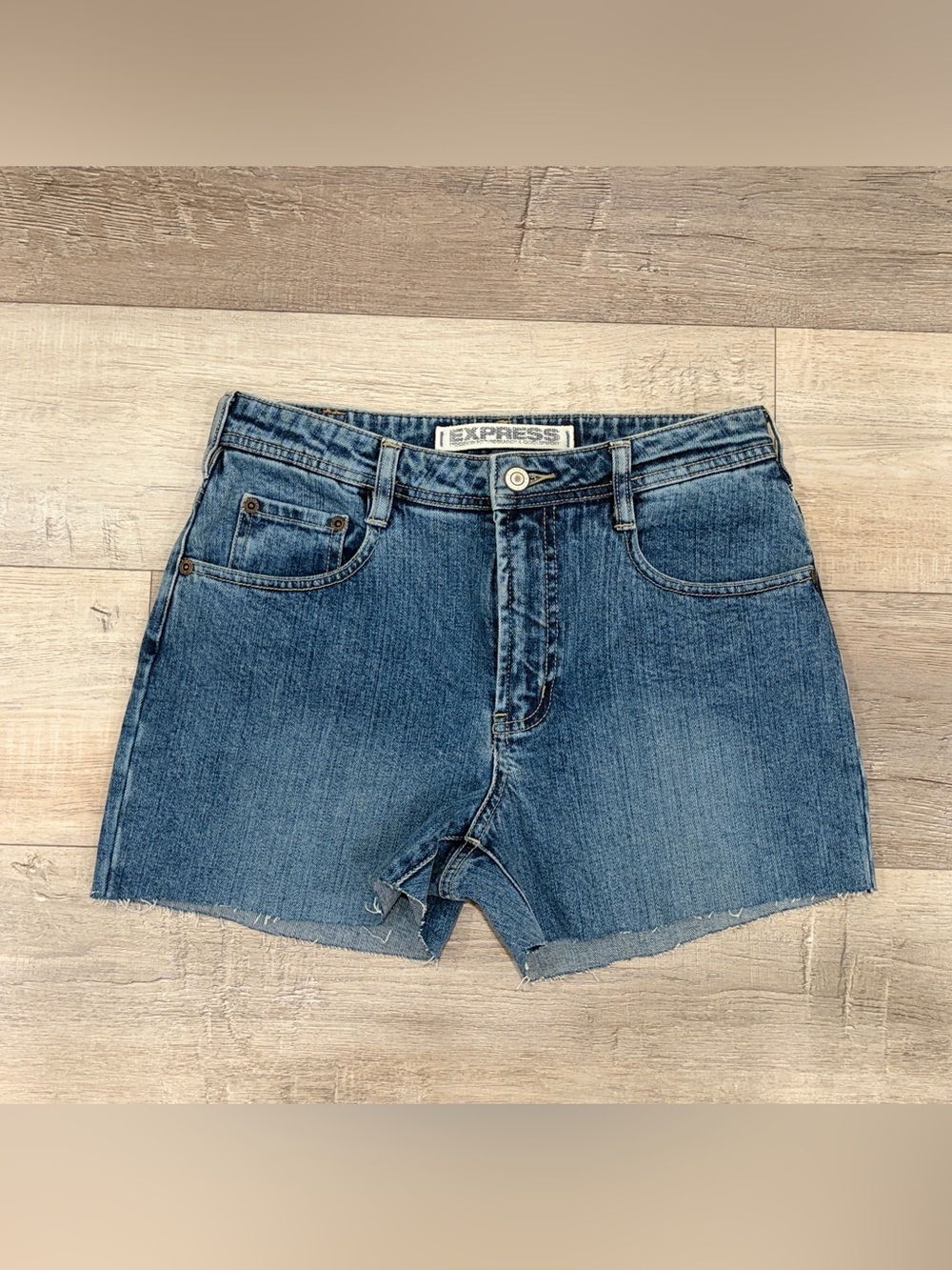 Vintage Express Precision Fit Denim Cutoff Shorts Size 7/8 Y2K